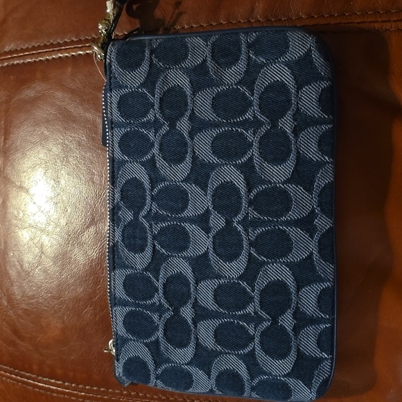 Coach Navy and Denim Wristlet - Picture 3 of 4